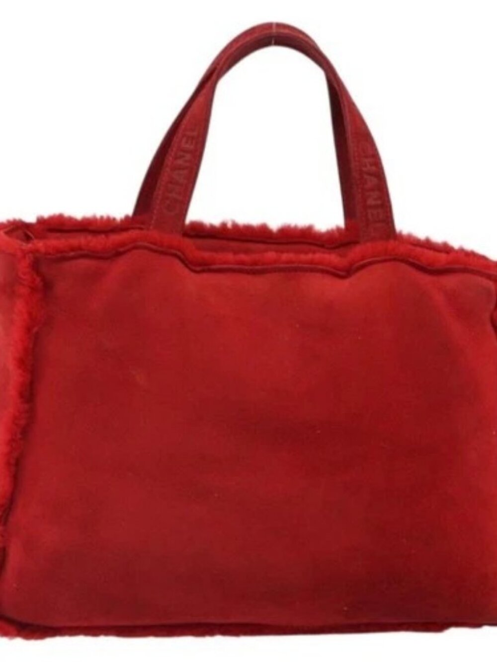 CHANEL Tote Bag Suede Red CC Auth 164529 - Picture 2 of 16